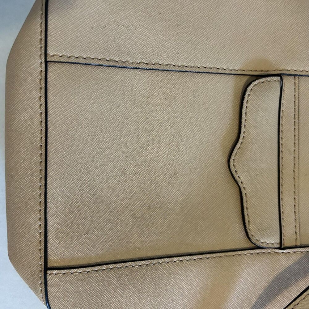 Rebecca Minkoff Mini Tote Bag Womens Beige Crossbody Structured Leather Purse - Picture 3 of 14